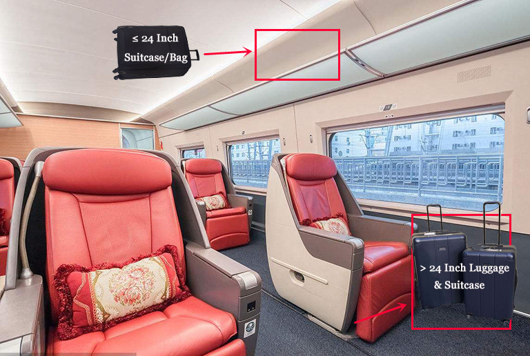 Capacious Luggage Area in Business Class Compartment China Train Baggage Allowance and Space