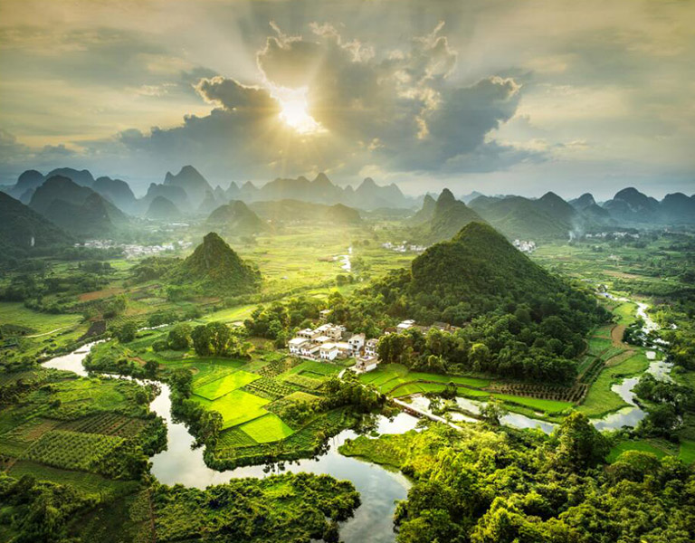 Panoramic View of Guilin in Spring China in April