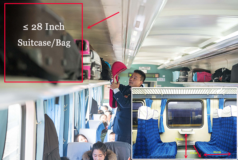 Hard Seat Carriage on Chongqing-Beijing T10 Train China Train Baggage Allowance and Space