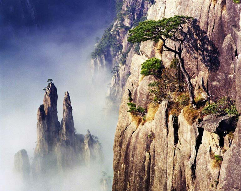 Craggy Rocks under the Summer Light and Shadow China in July