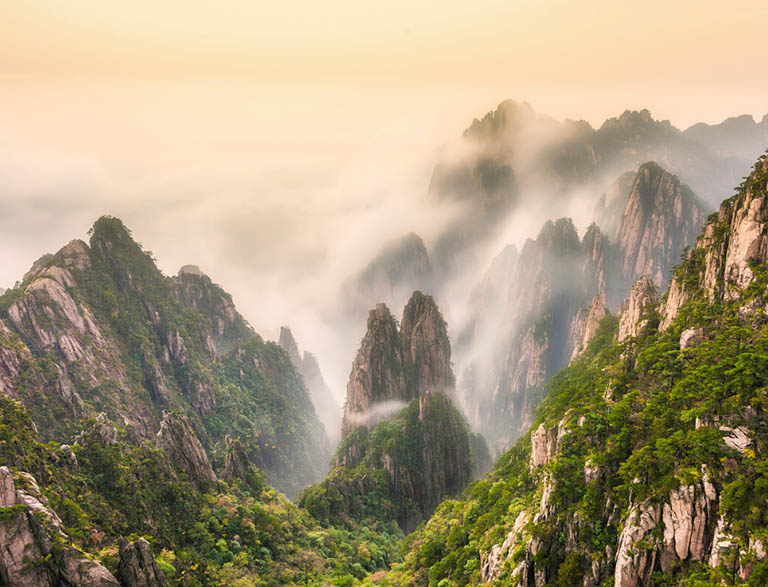 Misty Yellow Mountain China in October