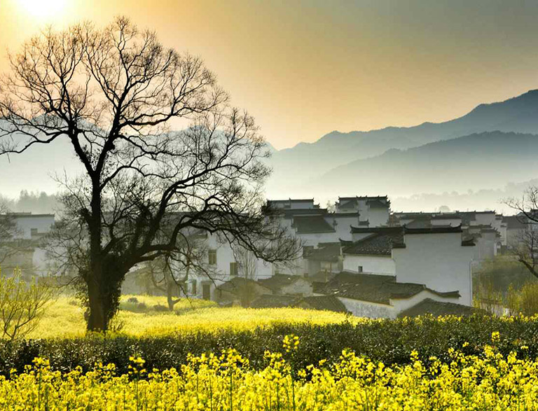 Spring Scene of Ancient Village near Huangshan China in March