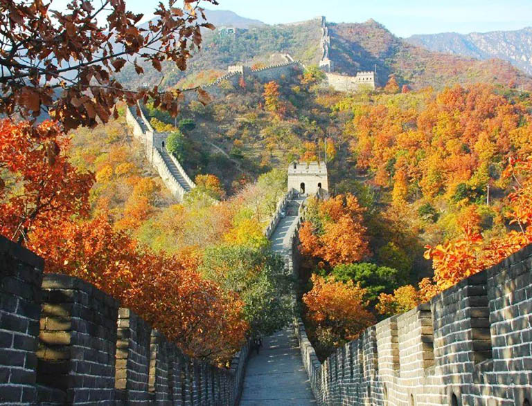 Stretching Mutianyu Great Wall China in October