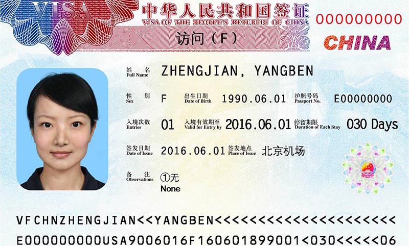 Chinese F Visa Chinese F Visa