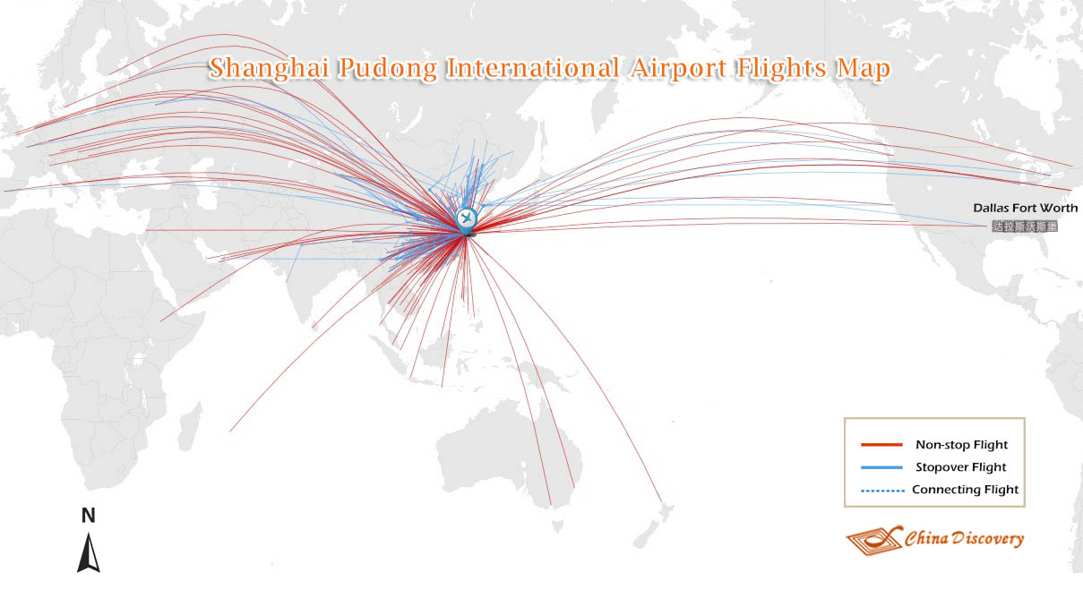 Shanghai Pudong International Airport Flights Map Shanghai Pudong International Airport and Flights