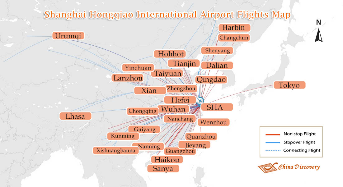 Shanghai Hongqiao International Airport Flights Map Shanghai Hongqiao International Airport and Flights